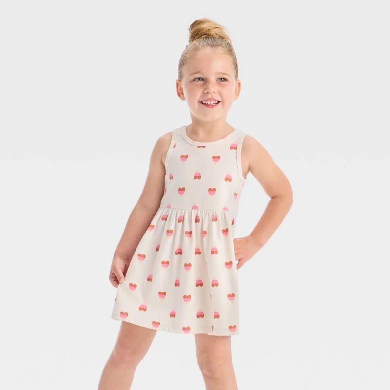 View 1 of (5T) Toddler Girls' Hearts Tank Dress - Cat & Jack™ Cream 5T

