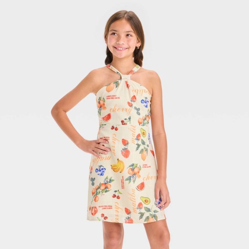 Photo 1 of (XL) Girls' Printed Halter Slip Dress - Art Class™ Khaki XL