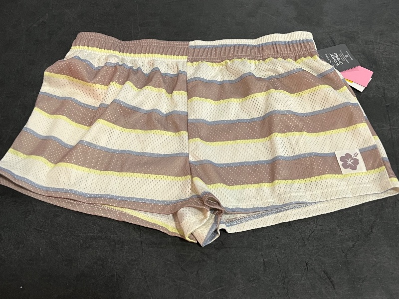 Photo 1 of (L) Women's Striped Mesh Graphic Shorts - L
