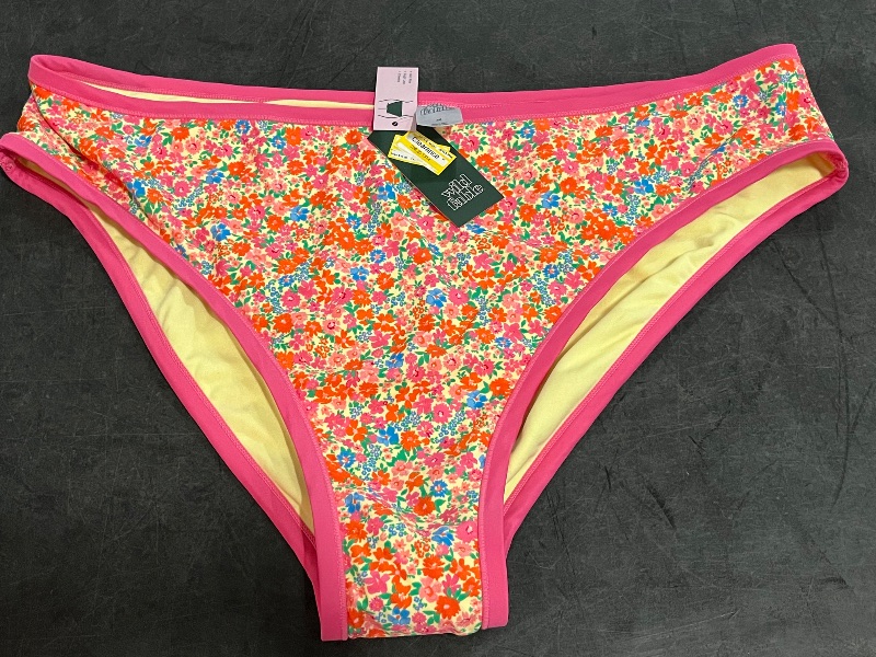 Photo 1 of (2XL) Women's Mid-Rise High Leg Cheeky Bikini Bottom - Wild Fable™ Pink Floral Print 2X: Stretch Fabric, Pull-on