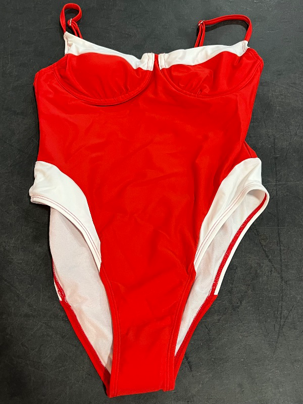 Photo 1 of (S) Women's Colorblock Extra High-Leg Cheeky One Piece Swimsuit - Wild Fable™ Red S: Nylon Spandex Blend, Adjustable Straps, Removable Cups
