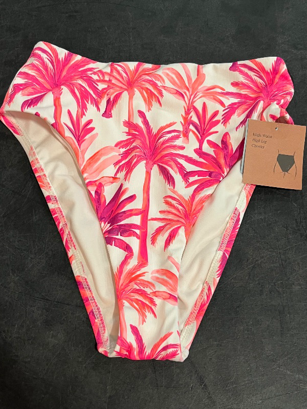 Photo 1 of (S) Women's Textured Palm Print High Waist High Leg Cheeky Bikini Bottom - Shade & Shore™ Multi S
