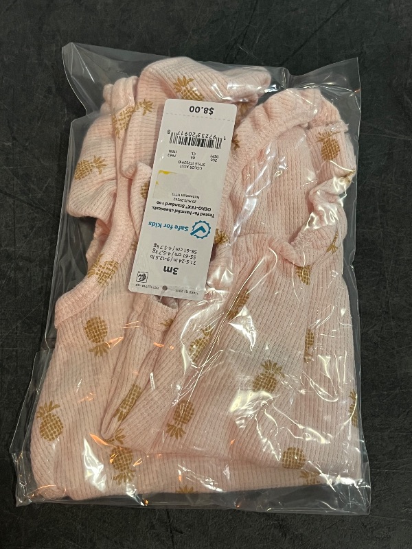 Photo 1 of 3M Carter's Just One You® Baby Girls' Pineapple Textured Romper - Pink 3M: Flutter Sleeve, Snap Closure
