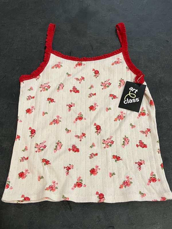 Photo 1 of (XL) Girls' Lace Trim Pointelle Floral Tank Top - Art Class™ Off-White XL