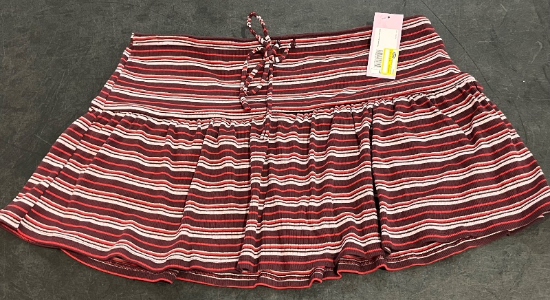 View 2 of (L) Women's Drop Waist Mini Skort - Wild Fable™ Burgundy Striped L
