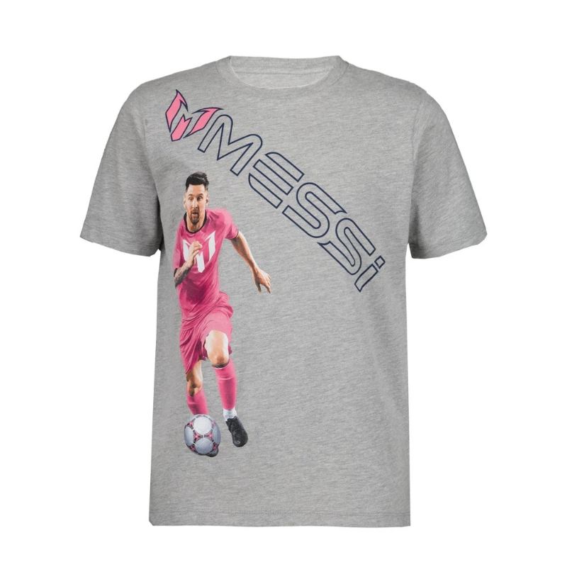 Photo 1 of (L) Boys' Messi Short Sleeve Graphic T-Shirt - Gray L