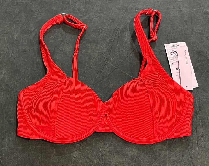 Photo 1 of (XXS) Women's Shiny Ribbed Underwire Bikini Top - Wild Fable™ Red XXS: Nylon Spandex, Adjustable Straps, Removable Cups