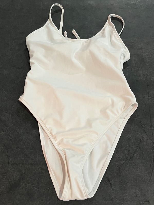 Photo 1 of (S) Women's Tie Back Extra High Leg Extra Cheeky One Piece Swimsuit - Wild Fable™ White S: Recycled Polyester, Spandex, Adjustable Strap

