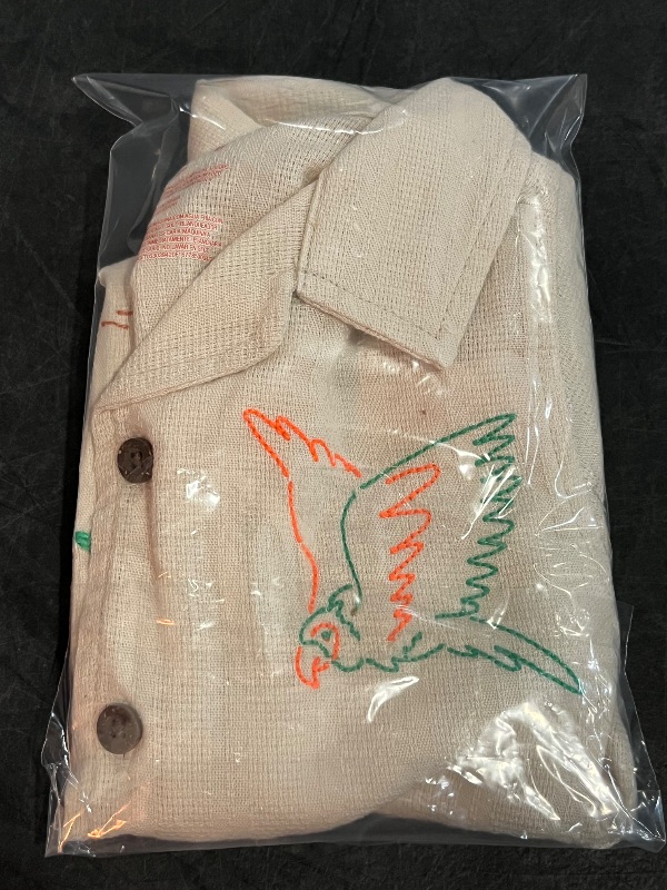 View 3 of 2T Toddler Boys' Embroidered Tropical T-Shirt - Cat & Jack™ Cream 2T: Bird Pattern, Button Down