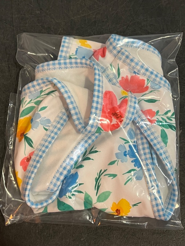 Photo 1 of (XS) Women's Contrast Binding Mid-Rise Ultra High Leg Super Cheeky Bikini Bottom - Wild Fable™ Blue Floral Print XS: Recycled Polyester, Spandex
