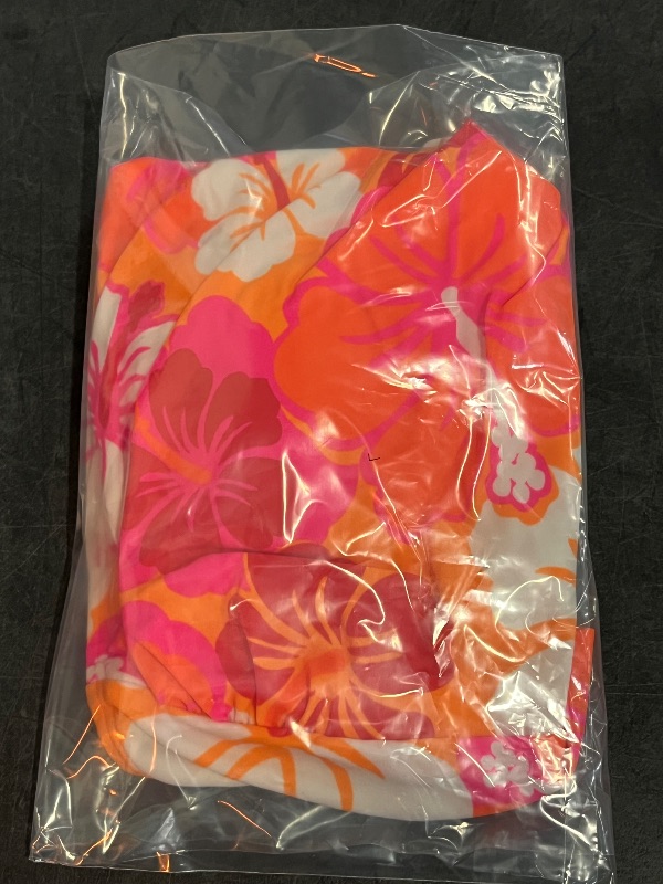 Photo 1 of (M) Women's Hibiscus Print Bandeau Cropped Tankini Top - Wild Fable™ Orange M