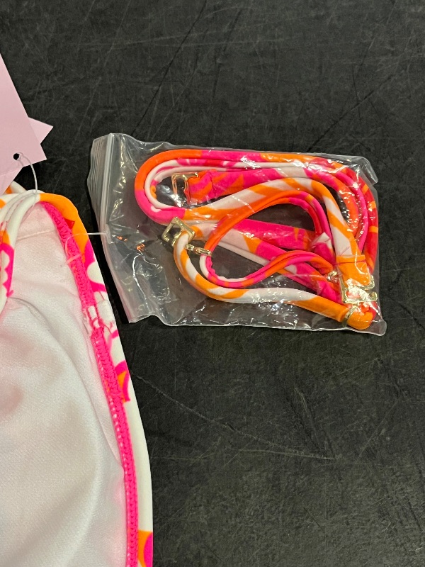 Photo 1 of (M) Women's Hibiscus Print Bandeau Cropped Tankini Top - Wild Fable™ Orange M