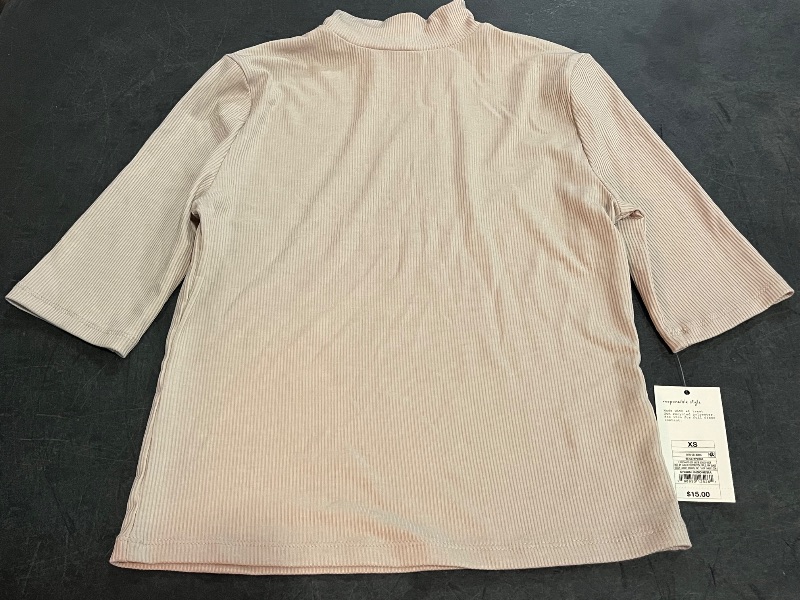 Photo 1 of (XS) Women's Elbow Sleeve Mock Turtleneck Ribbed T-Shirt - a New Day™ Beige XS