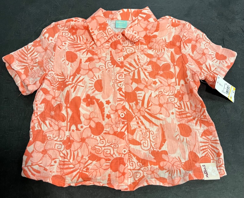 View 2 of (M) Girls' Moana Gauze Cabana Top - Orange M
