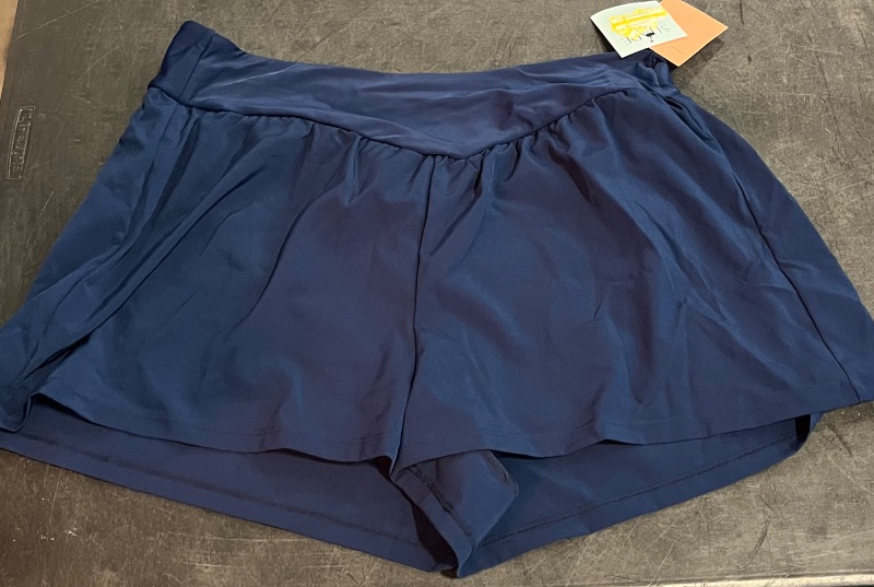 View 2 of (XL) Women's High Waist Swim Short Bikini Bottom - Shade & Shore™ Blue XL
