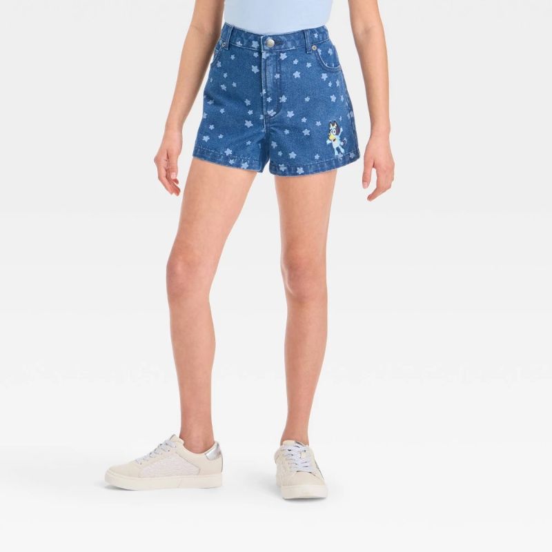 Photo 1 of (XL) Girls' Bluey Denim Shorts - Blue XL
