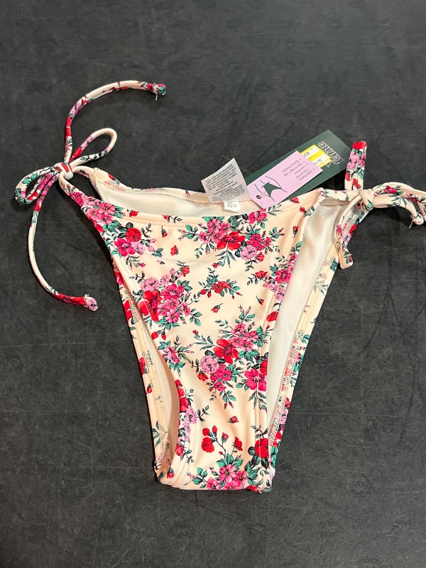 Photo 1 of (XXS) Women's Low-Rise Ultra High Leg Extra Cheeky Side-Tie Bikini Bottom - Wild Fable™ Pink/Red Floral Print XXS: Stretch, Botanical Pattern
