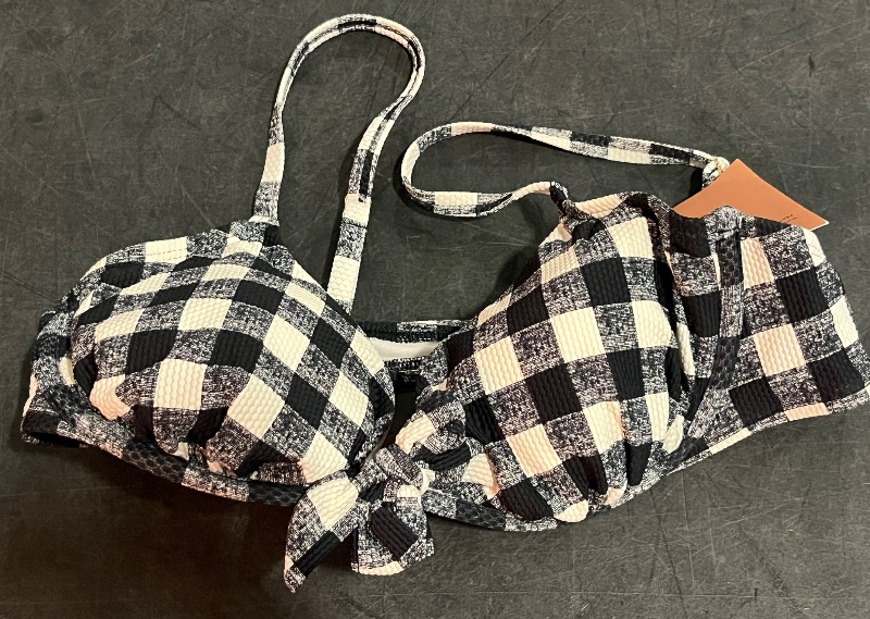 View 2 of 36D Women's Gingham Center-Front Knot Underwire Bikini Top - Shade & Shore™ Black 36D