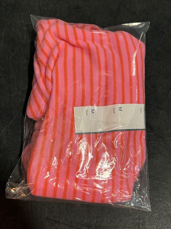 Photo 1 of (M) Women's French Terry Slim Fit Deep V-Neck Tank Top - Wild Fable™ Pink Stripe M