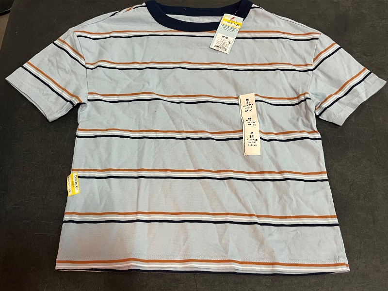 Photo 1 of (M) Boys' Short Sleeve Striped Oversized T-Shirt - Cat & Jack™ Light Blue M