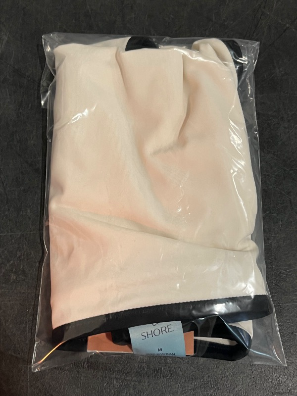 Photo 1 of (M) Women's Contrast Binding High Leg High-Rise Bikini Bottom - Shade & Shore™ Cream/Black M
