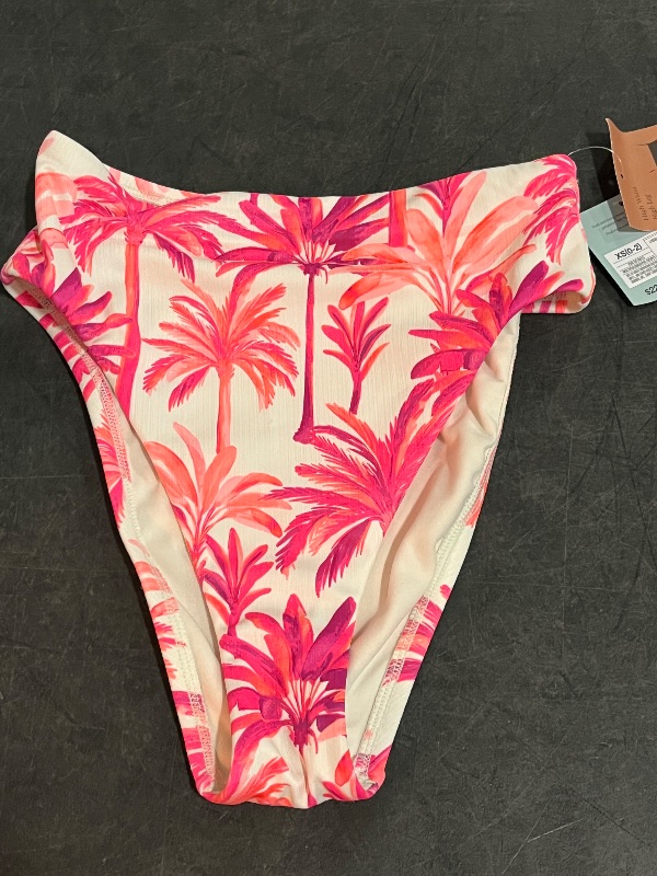 Photo 1 of (XS) Women's Textured Palm Print High Waist High Leg Cheeky Bikini Bottom - Shade & Shore™ Multi XS