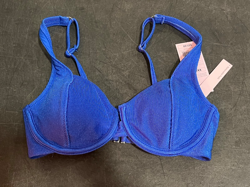 Photo 1 of (XXS) Women's Shiny Ribbed Underwire Bikini Top - Wild Fable™ Blue XXS: Nylon Spandex Blend, Adjustable Straps, Removable Cups
