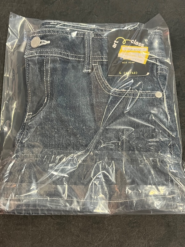 Photo 1 of (L) Girls' Mid-Rise Shortie Denim Shorts - Art Class™ Medium Wash L