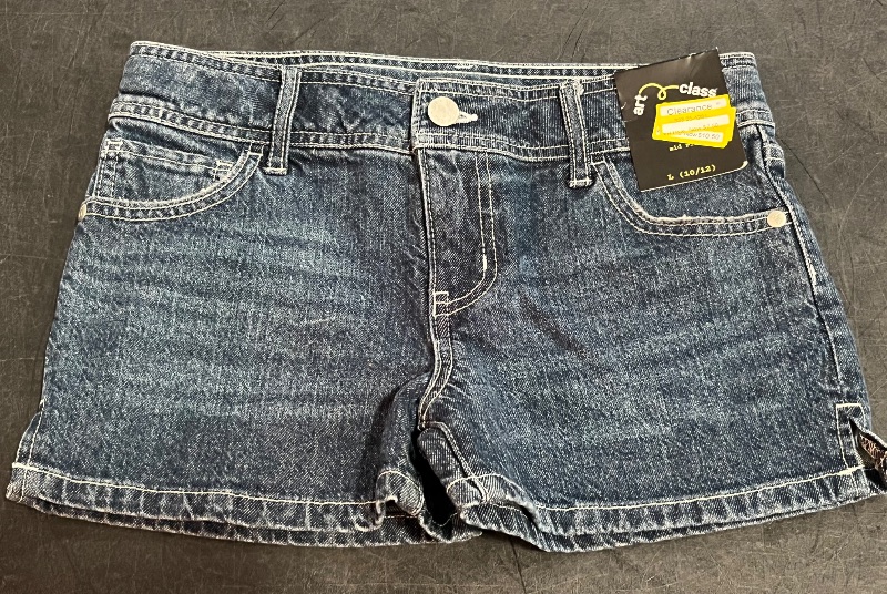 Photo 1 of (L) Girls' Mid-Rise Shortie Denim Shorts - Art Class™ Medium Wash L