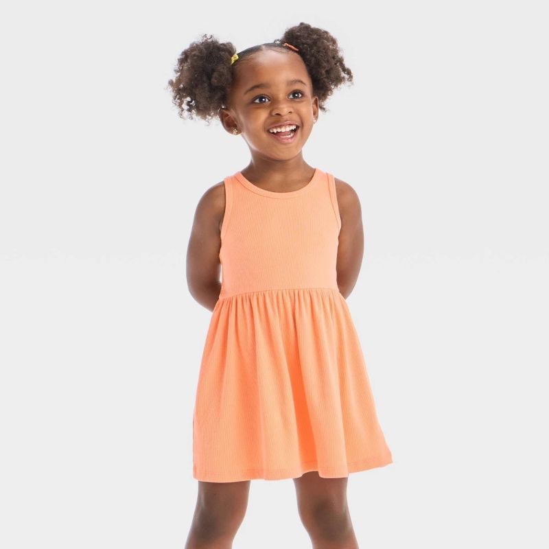 Photo 1 of 5T Toddler Girls' Ribbed Tank Dress - Cat & Jack™ Orange 5T
