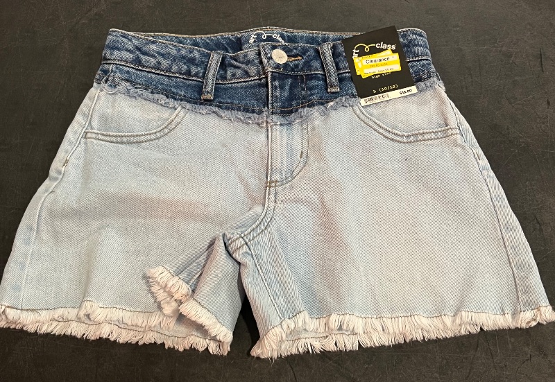 Photo 1 of (L) Girls' High-Rise a-Line Colorblock Denim Shorts - Art Class™ Light Wash L
