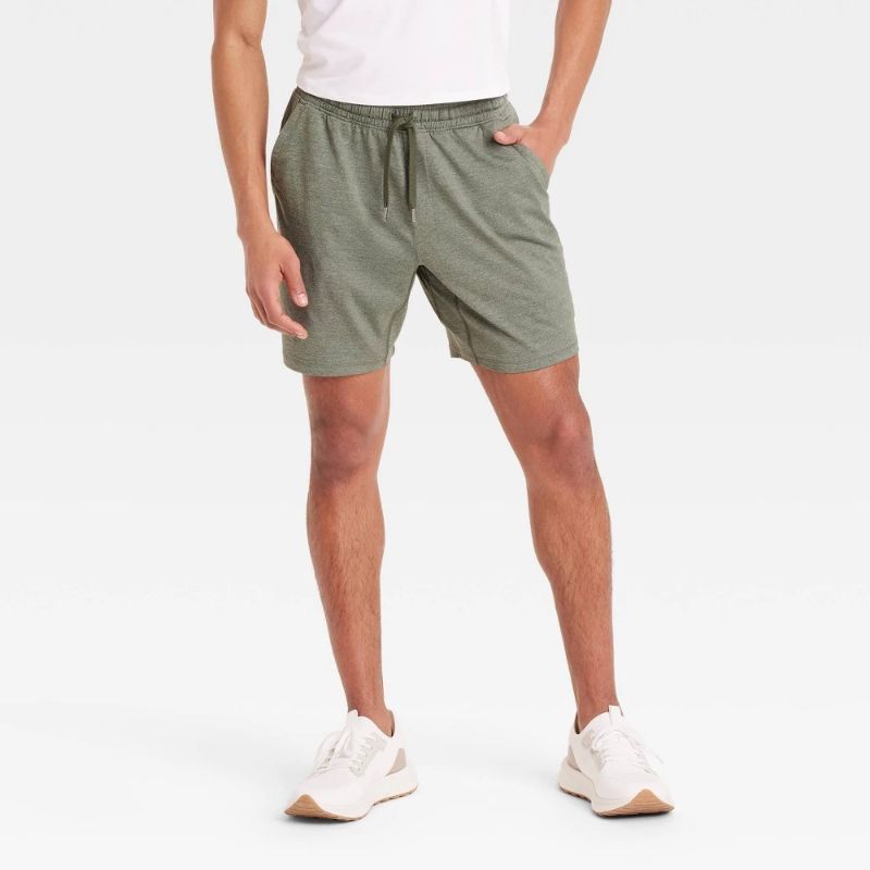 Photo 1 of (L) Men's 7" Soft Stretch Shorts - All in Motion™ Dark Olive Green L: Recycled Polyester, Spandex, UPF 50+
