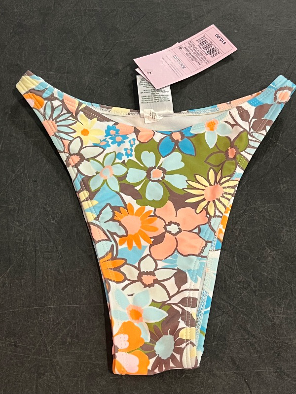 Photo 1 of (XXS) Women's Mid-Rise Super Cheeky Coverage Ultra High Leg Bikini Bottom - Wild Fable™ Neutral Floral Print XXS
