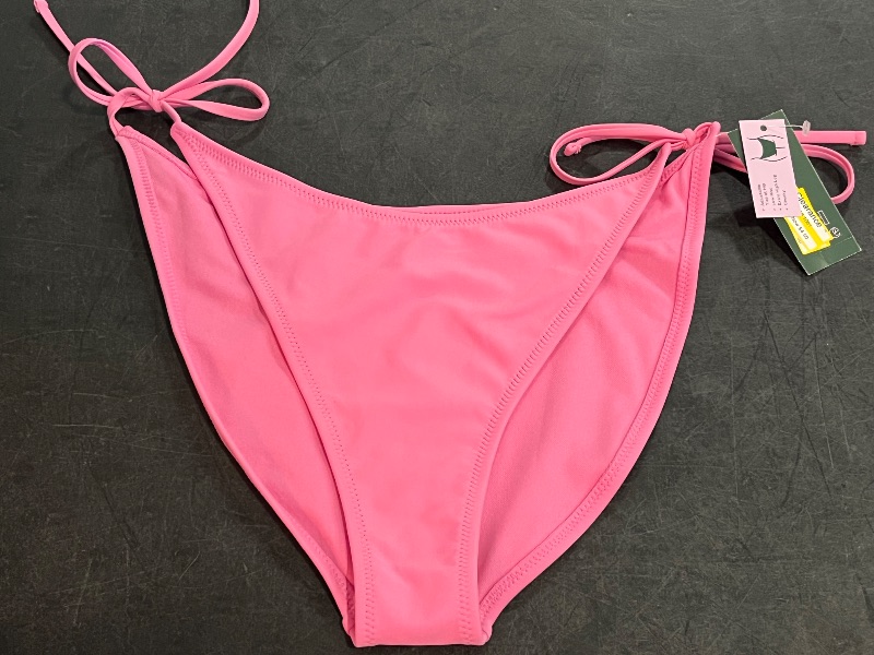Photo 1 of (L) Women's Thin Strap Low-Rise High Leg Cheeky Bikini Bottom - Wild Fable™ Pink L: Recycled Polyester, Side Tie
