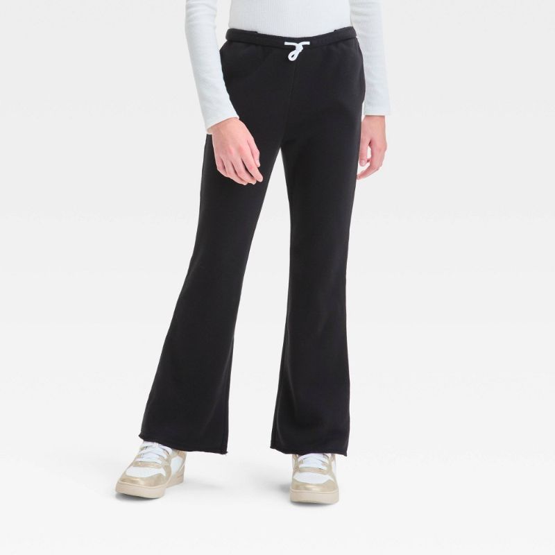 View 1 of (S) Girls' Fleece Flare Sweatpants - Art Class™ Black S: Elastic Waist, Midweight, 22.25" Inseam
