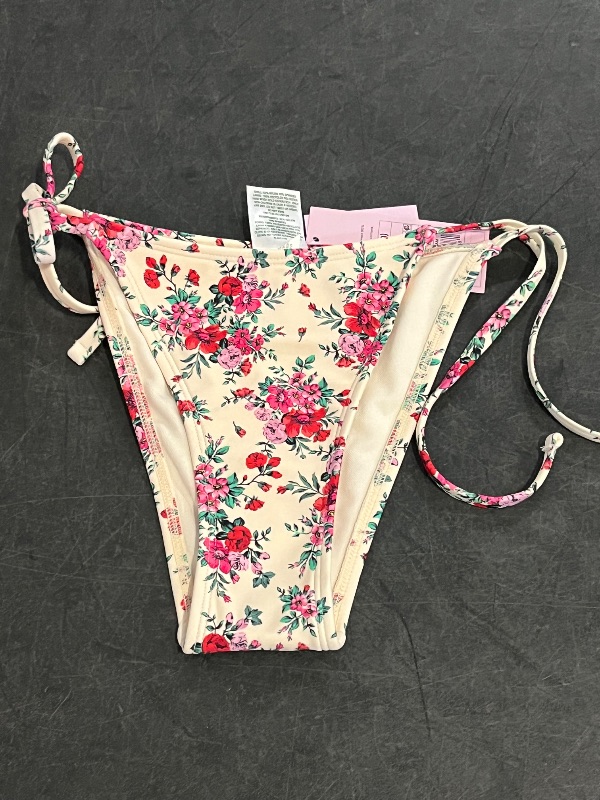 Photo 1 of (XXS) Women's Low-Rise Ultra High Leg Extra Cheeky Side-Tie Bikini Bottom - Wild Fable™ Pink/Red Floral Print XXS: Stretch, Botanical Pattern
