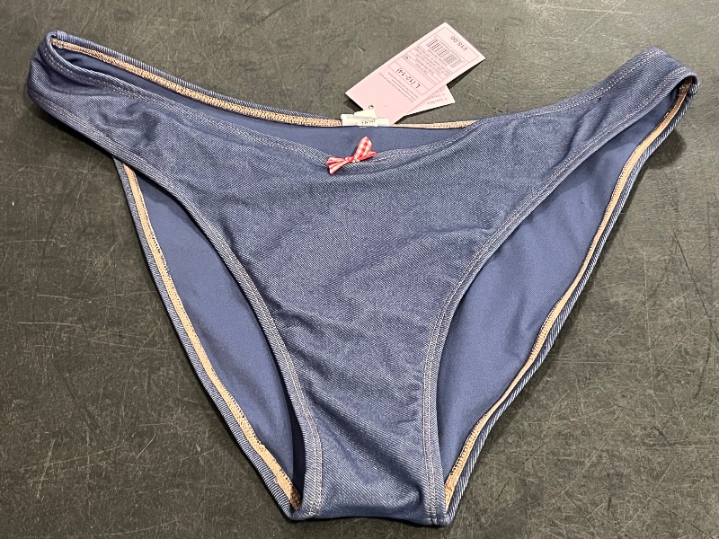 Photo 1 of (L) Women's Low-Rise Ultra High Leg Extra Cheeky Scoop Bikini Bottom - Wild Fable™ Blue Denim L: Stretch Fabric, Pull-on
