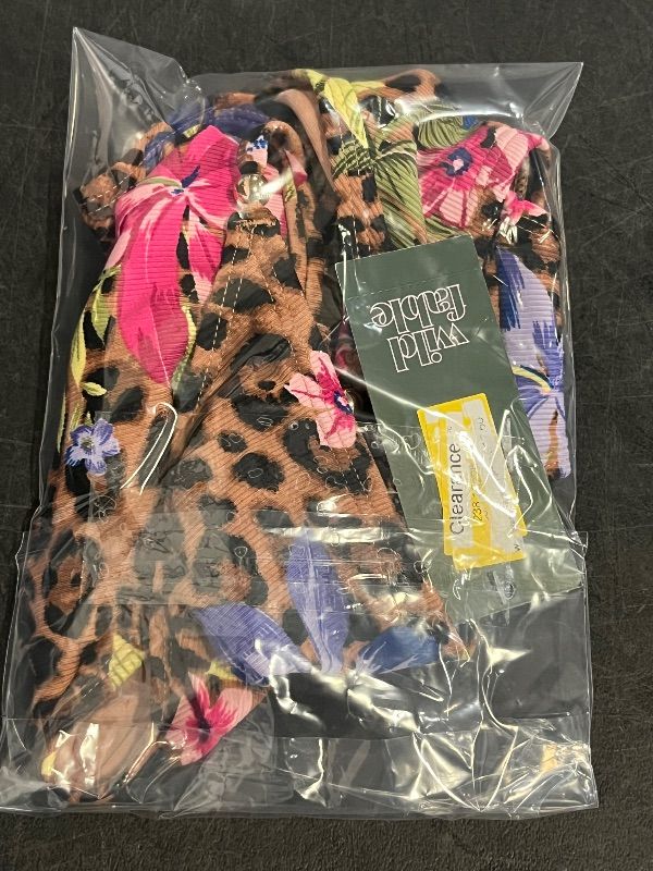 Photo 1 of (XL) Women's Mini Ribbed Low-Rise High Leg Extra Cheeky Bikini Bottom - Wild Fable™ Leopard Floral Print XL