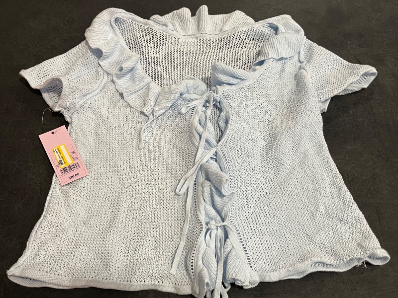 Photo 1 of (M) Women's Ruffle Tie Cardigan - Wild Fable™ Light Blue M
