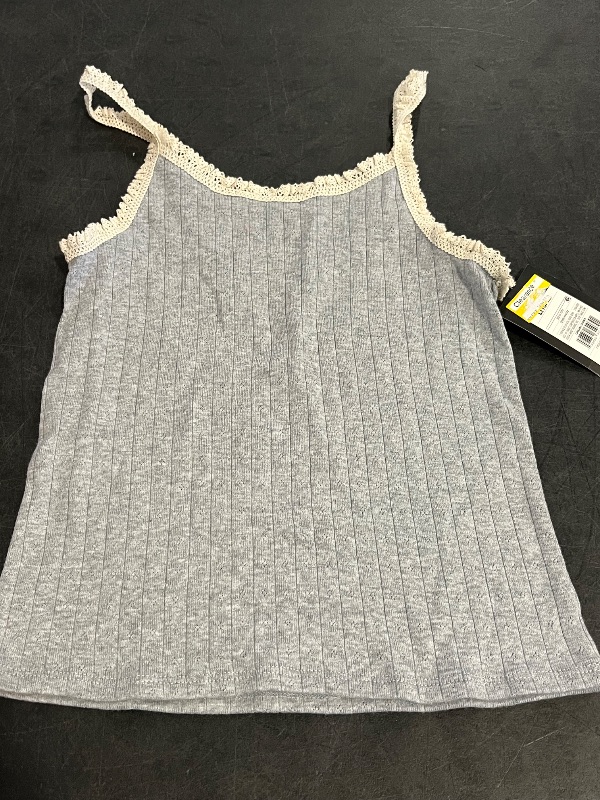 View 2 of (L) Girls' Lace Trim Tank Top - Art Class™ Heather Gray L: Cotton, Squareneck, Spaghetti Straps
