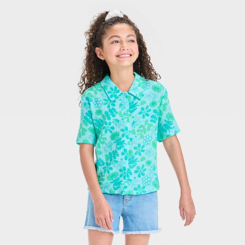 Photo 1 of (M) Girls' Bluey Cabana Top - Teal Blue M