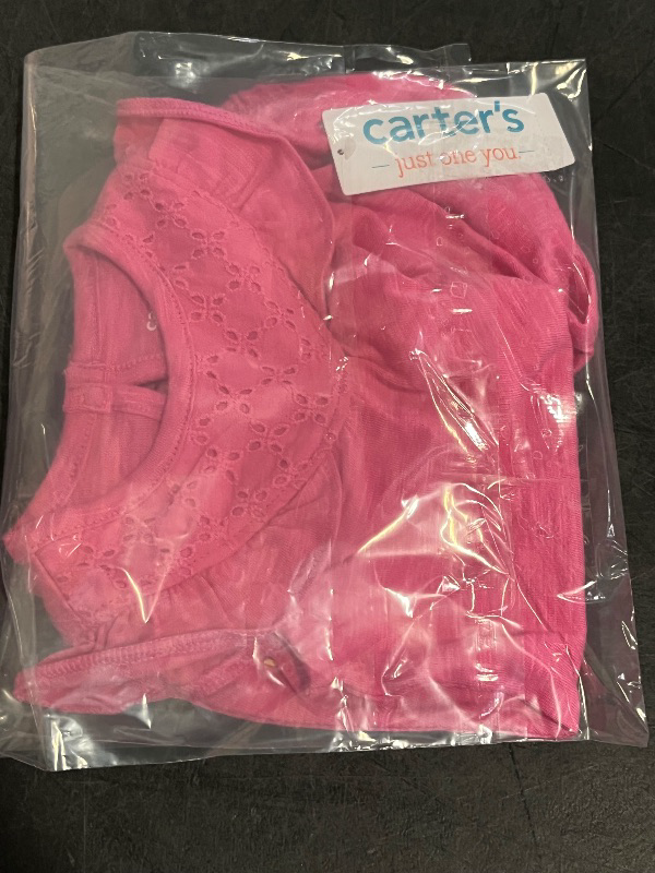 Photo 1 of 3M Carter's Just One You® Baby Girls' Eyelet Solid Romper - Pink 3M: Cotton, Snap Closure, Flutter Sleeve
