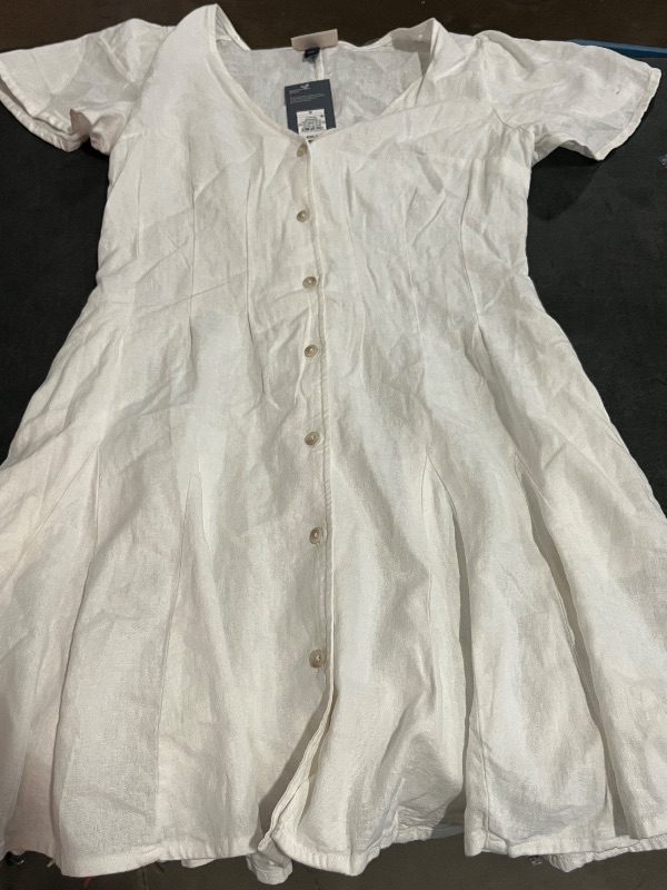 Photo 1 of (S) Women's Short Sleeve Button-Front Mini a-Line Dress - Universal Thread™ White S
