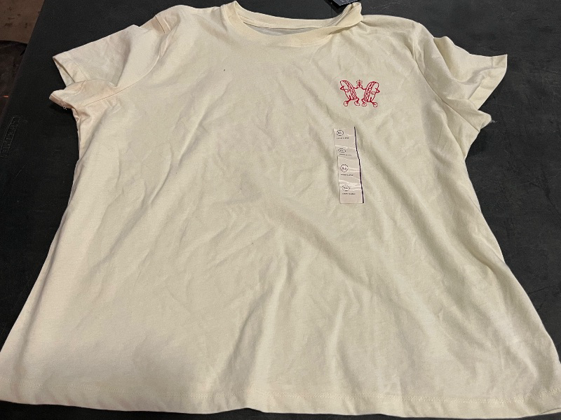 Photo 1 of (XL) Women's Short Sleeve Graphic T-Shirt - Universal Thread™ Cream Letters XL
