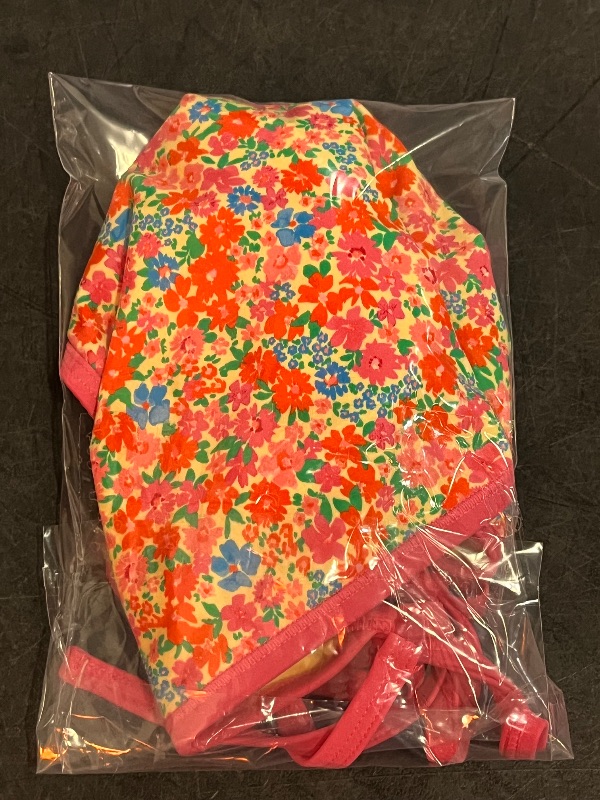 Photo 1 of (XL) Women's Contrast Binding Low-Rise High Leg Cheeky Side-Tie Bikini Bottom - Wild Fable™ Pink Floral Print XL
