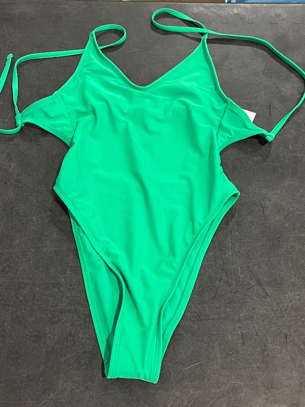 Photo 1 of (XXS) Women's Tie Back Extra High Leg Extra Cheeky One Piece Swimsuit - Wild Fable™ Green XXS
