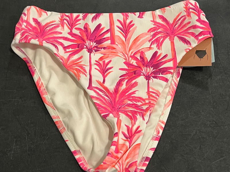 Photo 1 of (M) Women's Textured Palm Print High Waist High Leg Cheeky Bikini Bottom - Shade & Shore™ Multi M