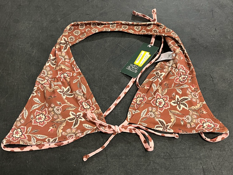 Photo 1 of (L) Women's Geo Print Reversible Tie-Front Triangle Bikini Top - Wild Fable™ Brown L