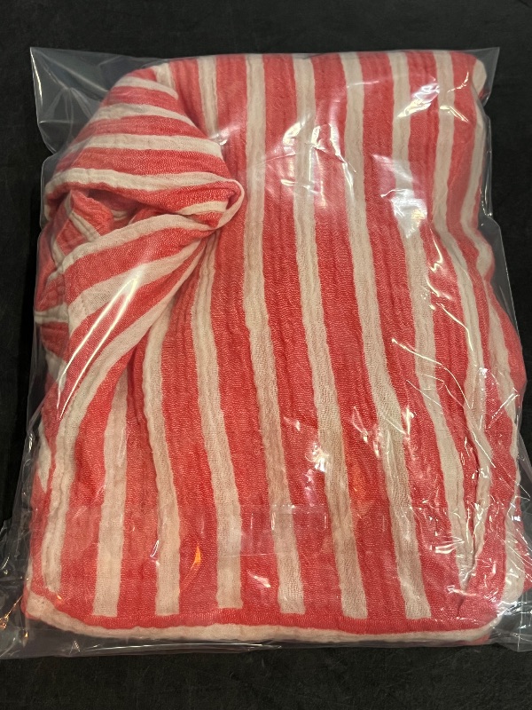 Photo 1 of (S) Women's Gauze Long Sleeve Collared Button-Down Shirt - Universal Thread™ Coral Pink Striped S: Casual Woven Top
