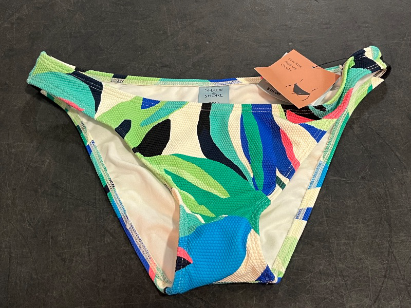 Photo 1 of (M) Women's Tropical Pique Mid-Rise Medium Coverage Bikini Bottom - Shade & Shore™ Multi M
